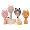 Mini handheld fan, colorful cat ear neck-hanging small fan, student outdoor portable handheld electric fan Item Picture